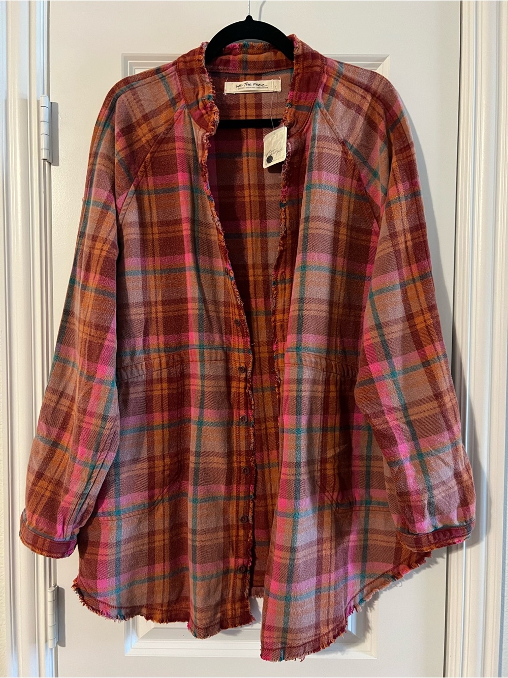 Plaid Open-Front Lightweight Jacket/Shirt
